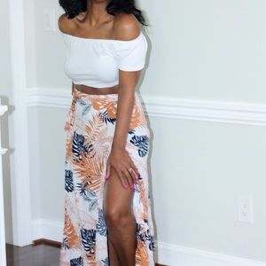 Forever 21 Jungle Leaf Print Tie Waist Skirt